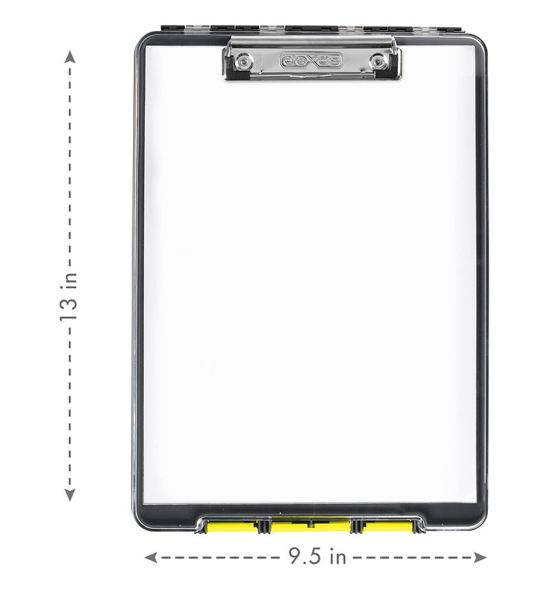 Dexas Clearview Clipcase Clipboard, 13.75 x 9.5 in, Gray/Yellow. See Papers Clearly Outdoors, Stay Organized and Dry. Ideal for Coaching, Teaching, homeschooling, Art, Trades, and Medical pros. - Image 2
